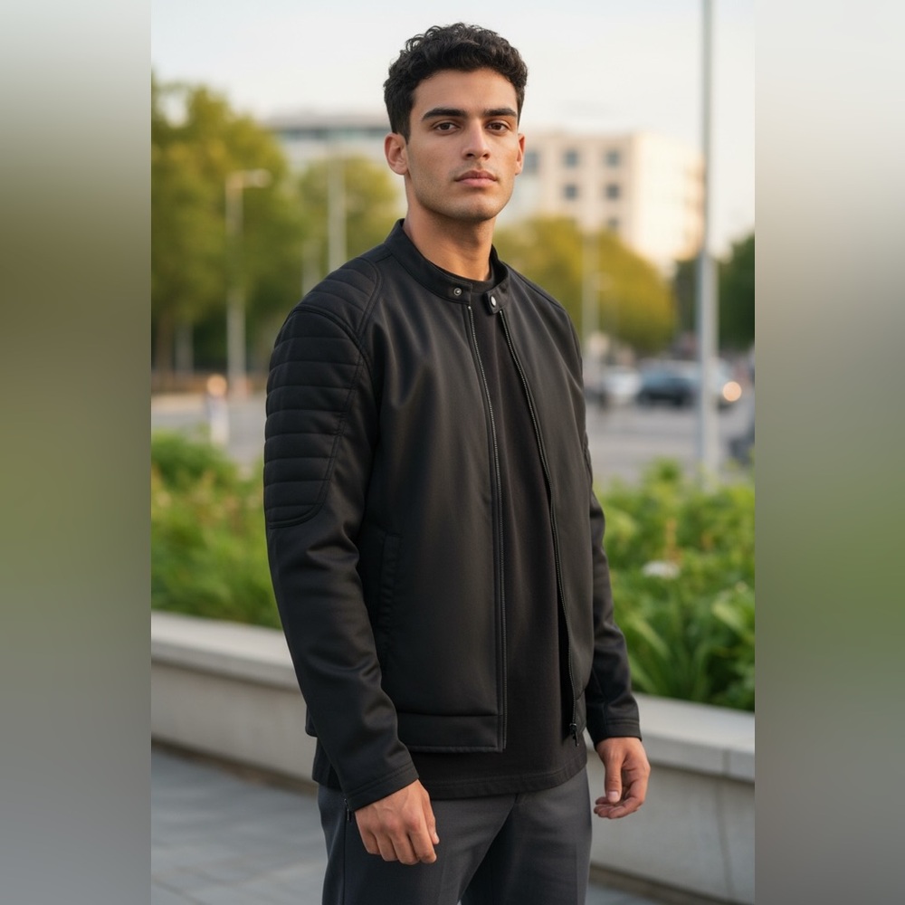 A|X Armani Exchange full-zip jacket with a mock neck.